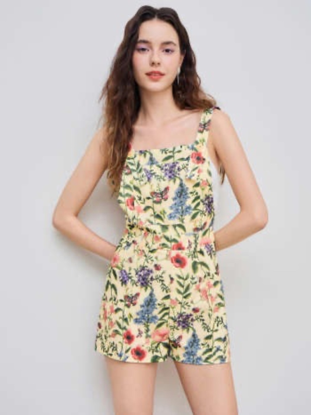 Cider Lightweight Corduroy Floral Button Romper Size L/8
